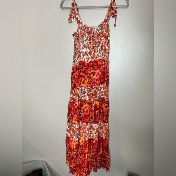 Anthropologie Abel the Label Pink and Orange Floral Tiered Maxi Dress - Picture 5 of 5